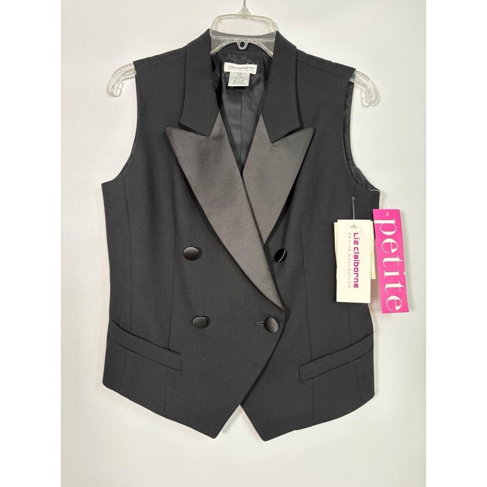 NWT Liz Claiborne Collection 100% Wool Vintage Suit Vest Double Breasted PT 10